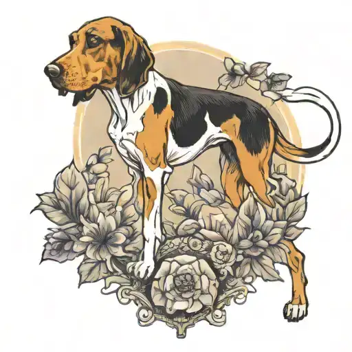 coonhound treeing walker coonhound tattoo design idea