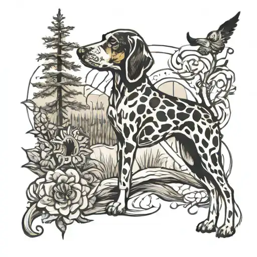 coonhound treeing tattoo design idea