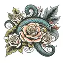 moray eel and roses intertwined tattoo design idea