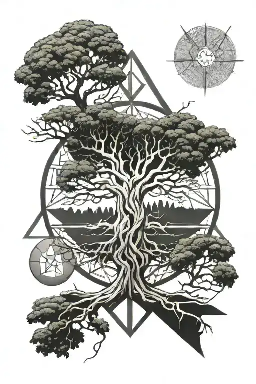 Yggdrasil world tree tattoo design idea