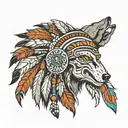 wolf indian headdress being worn tattoo design idea