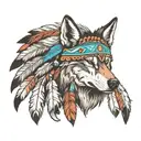 wolf indian headdress being worn tattoo design idea