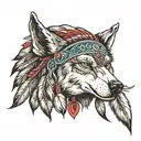 wolf indian headdress being worn tattoo design idea