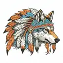wolf indian headdress being worn tattoo design idea
