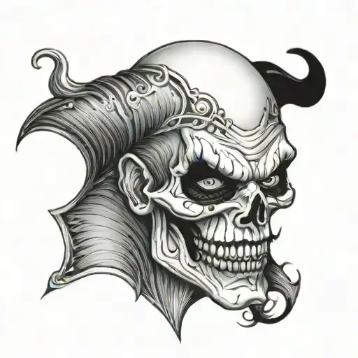 half skull half joker tattoo design idea