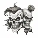 half skull half joker tattoo design idea