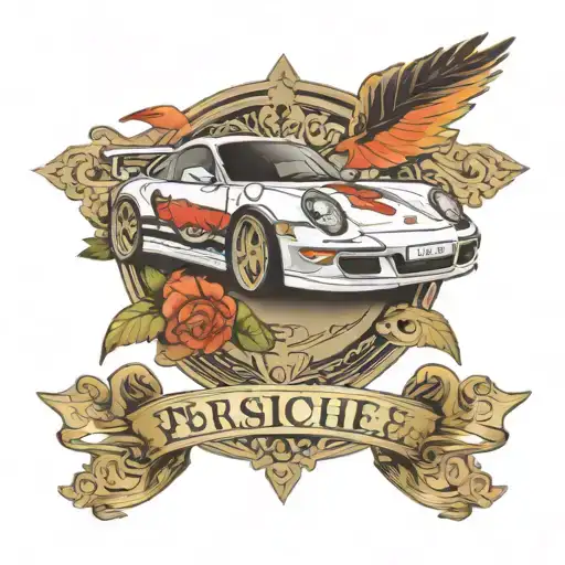porsche 911 turbo + road  tattoo design idea