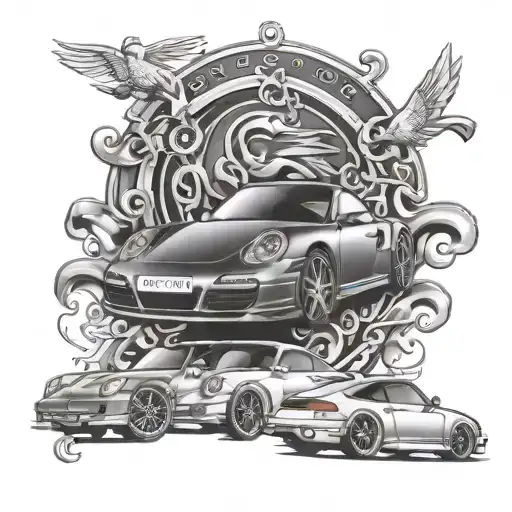 porsche 911 turbo  northern  ligts  tattoo design idea