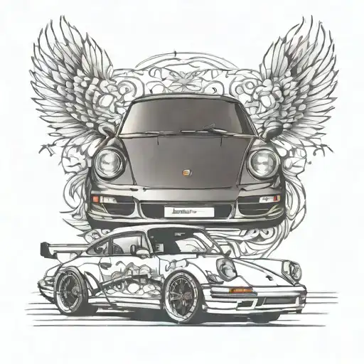 porsche 911 turbo + northen ligts  tattoo design idea