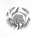 bear claw with cherry blossom tree in the middle  tattoo design idea