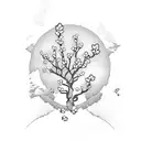 bear claw with cherry blossom tree in the middle  tattoo design idea