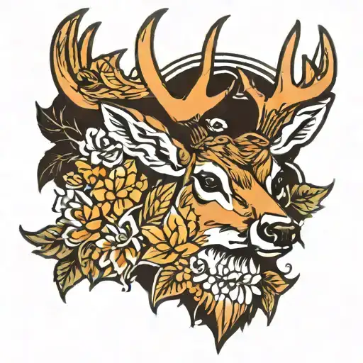 whitetail deer  tattoo design idea