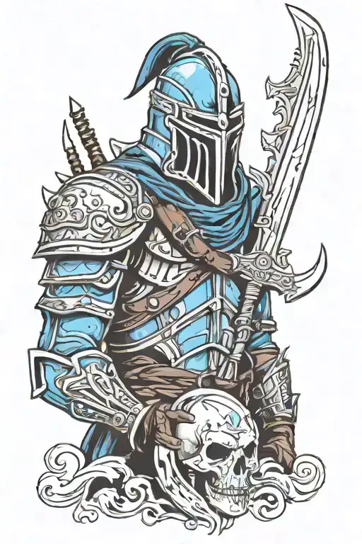 Sub Zero with the helmet of the lich king in one hand and Frostmourne in the other tattoo design idea