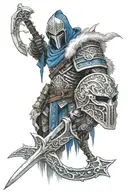 Sub Zero with the helmet of the lich king in one hand and Frostmourne in the other tattoo design idea