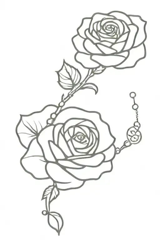 rose with rosary tattoo design idea