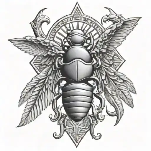 scarab medal flag tattoo design idea