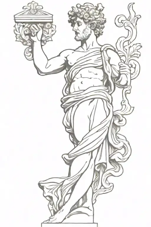 acanthus greek god statue tattoo design idea
