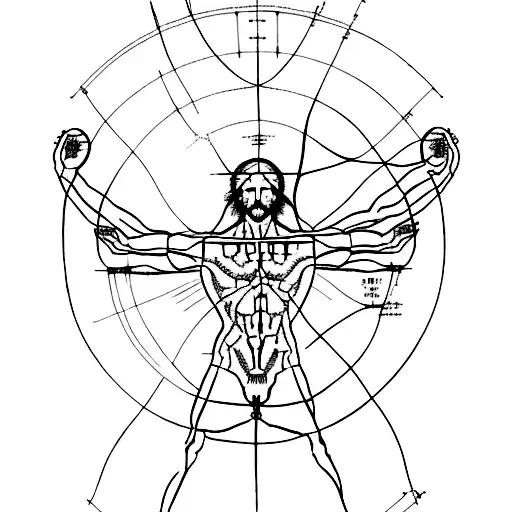 A simple yet elegant tattoo of the Vitruvian Man tattoo design idea