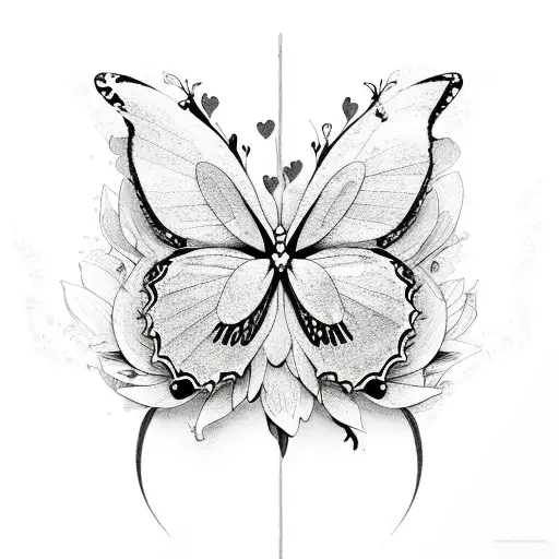 "let them"with butterflies, hearts, flowers tattoo design idea