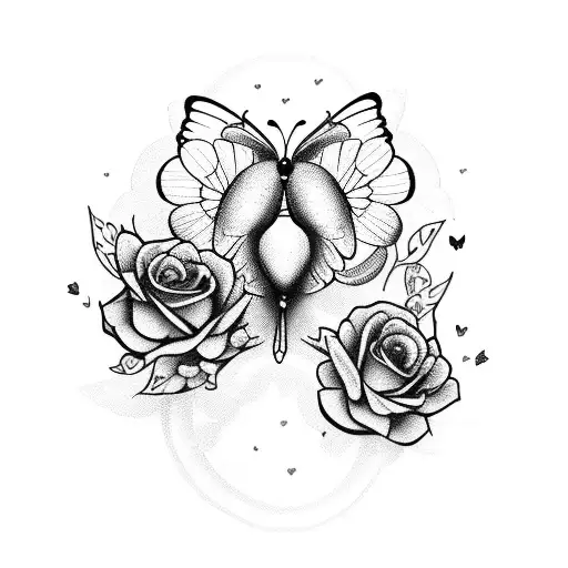 "let them"with butterflies, hearts, flowers tattoo design idea