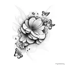 let them with butterflies, hearts, flowers tattoo design idea