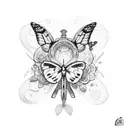 let them with butterflies, hearts, flowers tattoo design idea