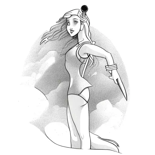 girl using swimsuits riding a rocket tattoo design idea