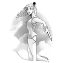 girl using swimsuits riding a rocket tattoo design idea