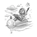 girl using swimsuits riding a rocket tattoo design idea