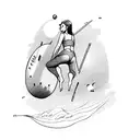 girl using swimsuits riding a rocket tattoo design idea