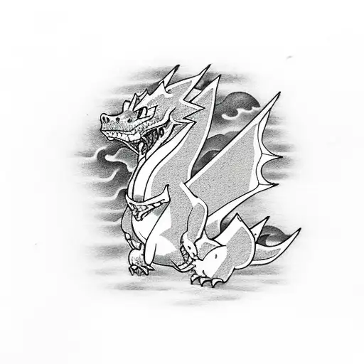 Charizard com fogo tattoo design idea