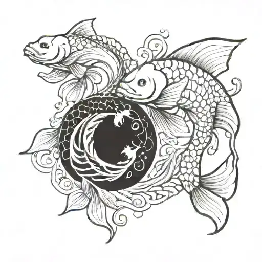 yin yang koi fish tattoo design idea