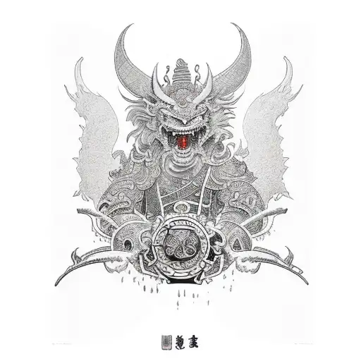 samurai with dragon wings demon slayer tattoo design idea