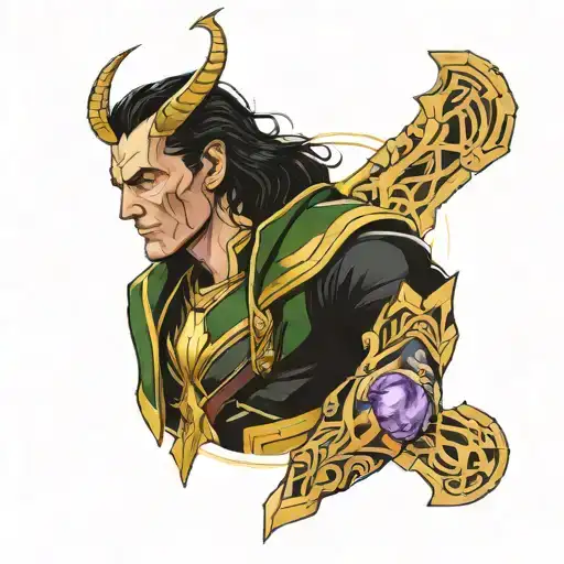 loki asesina a Thanos  tattoo design idea