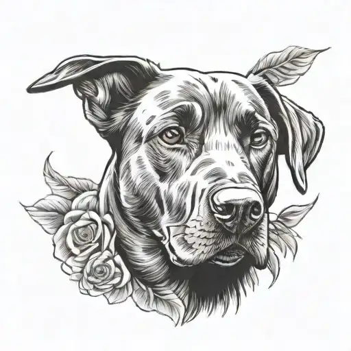 black Labrador retriever surrounded tattoo design idea