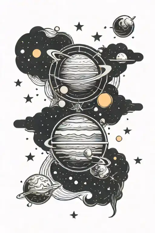 solar system tattoo design idea