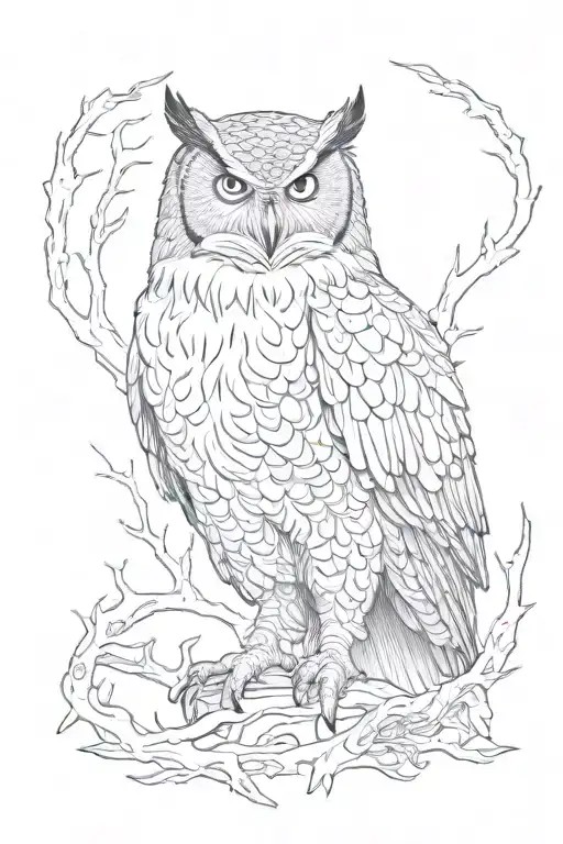 eagle owl and the grim reaper tattoo design idea
