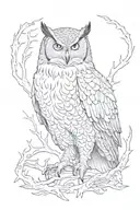 eagle owl and the grim reaper tattoo design idea