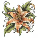 arm tiger lily with vines wrapped tattoo design idea