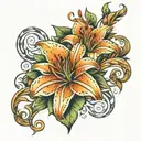arm tiger lily with vines wrapped tattoo design idea