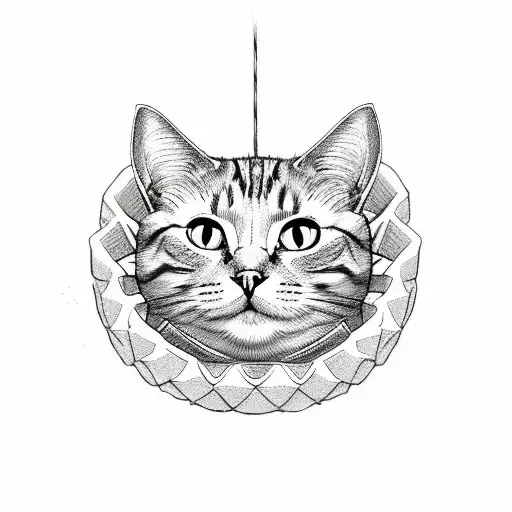 cat in waffle cone tattoo design idea