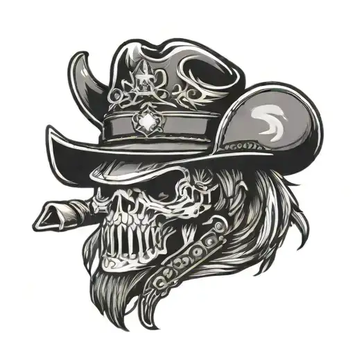 cowboy hat and a military helmet adorned tattoo design idea