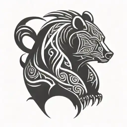 bear cub norse mythology tattoo design idea