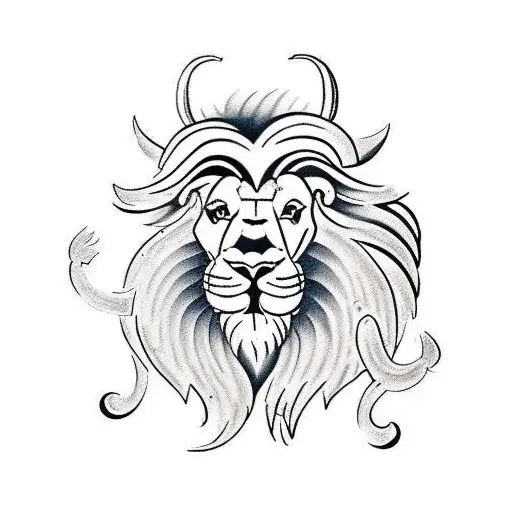 leo lion aries ram half and half tattoo design idea