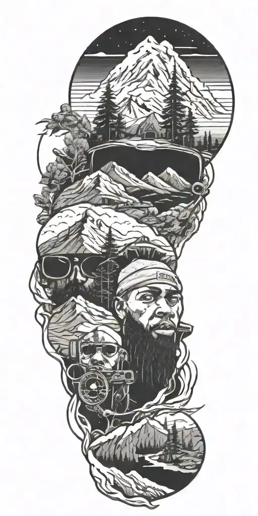 Combine hip-hop culture and self-discipline in a mountain-themed tattoo tattoo design idea