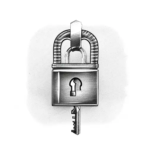 lock and key tattoo design idea