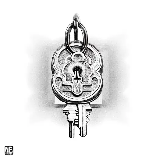 lock and key tattoo design idea