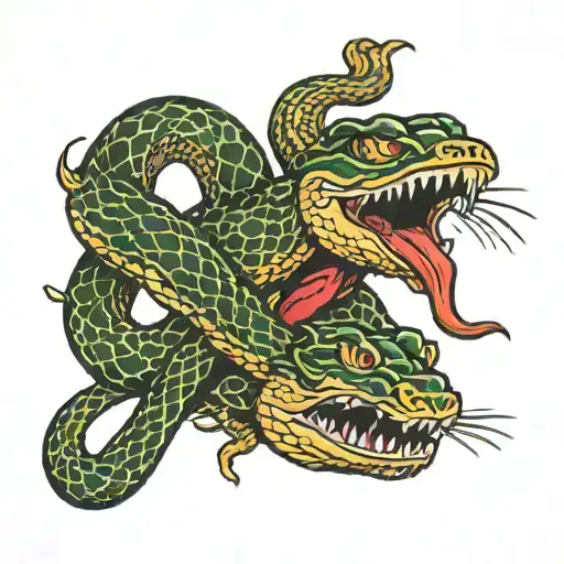 snake eating rabbit tattoo design idea