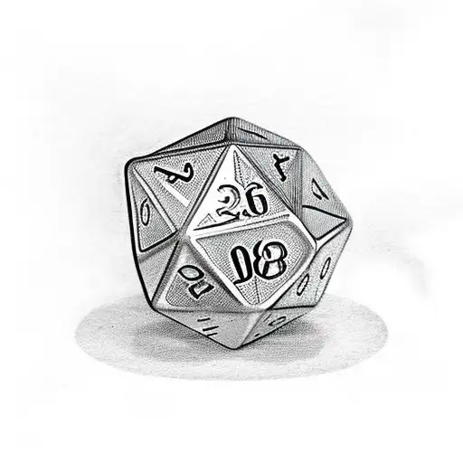d20 dice with flames tattoo design idea