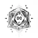 d20 dice with flames tattoo design idea